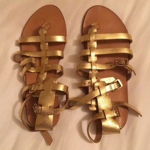 Ladies leather and gold strap sandals
